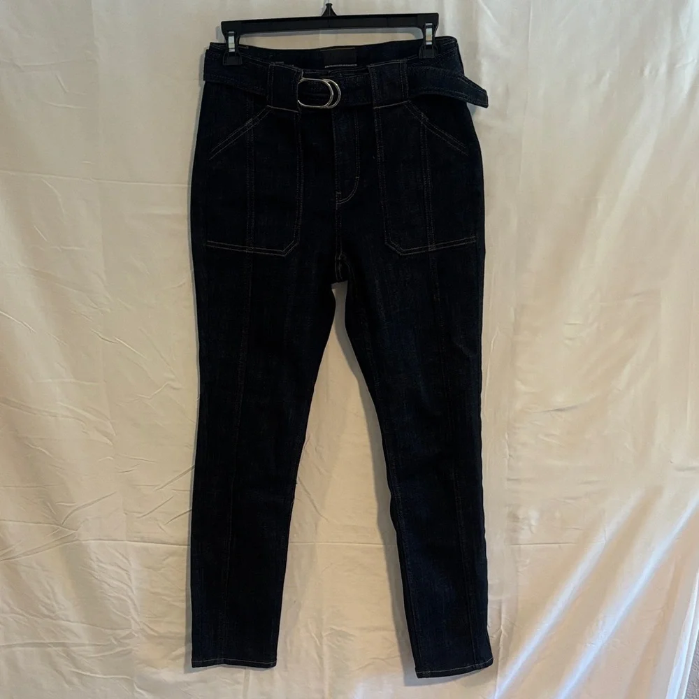 White House Black Market Dark blue Skinny Jeans with Belt - Picture 2 of 5